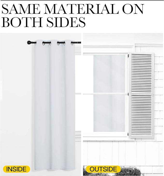 NICETOWN Room Darkening Curtain Panels for Bedroom, Easy-Care Solid Thermal Insulated Grommet Room Darkening Draperies/Drapes (Greyish White, 2 Panels, 42 in x 50 in (W x L))