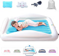 Sleepah Inflatable Toddler Travel Bed Portable Kids Air Mattress Set w Safety Bed Rail Guards for Kids & Toddlers – Set Includes Pump, Carry Case, Pillow & More - Perfect Transitional Cot Aqua