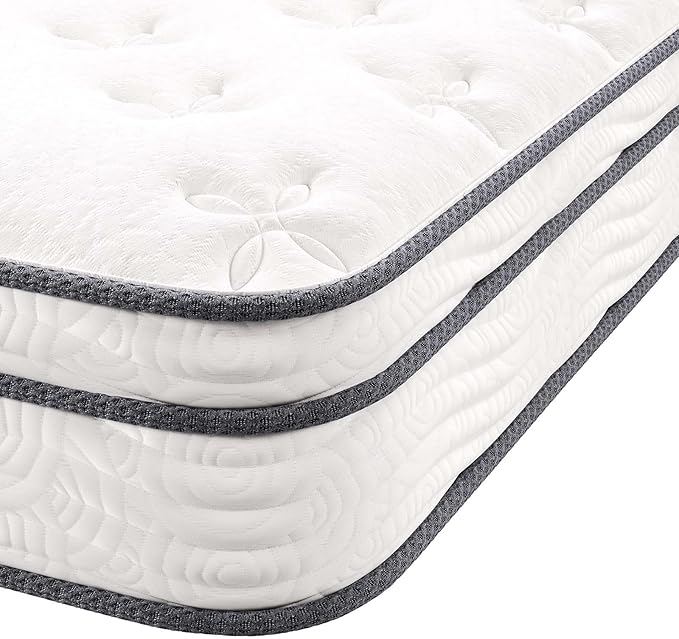 Modway Jenna 8” Innerspring and Memory Foam Twin Mattress With Individually Encased Coils, White
