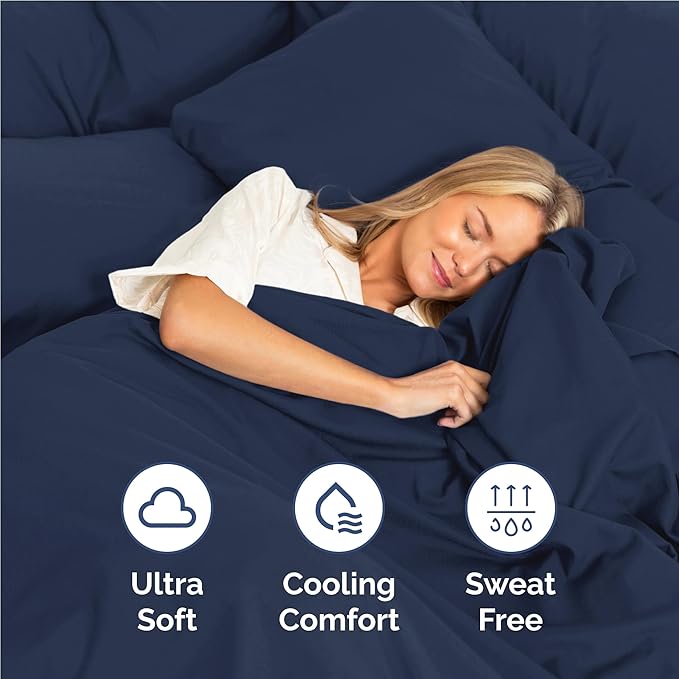 Twin XL 4 Piece Sheet Set - Comfy Breathable & Cooling - Ultra-Soft Hotel Luxury Bedding Set w/ 8-16 Inch Deep Pockets - 1 Flat & 1 Fitted Sheet & 2 Pillowcases - Wrinkle Free & Easy Care - Navy Blue