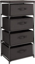 Juvale 4-Tier Fabric Dresser for Closet - 16.5 x 13 x 33 in, Black - Storage Cabinet with Drawers, Closet Drawers & Bedroom Storage