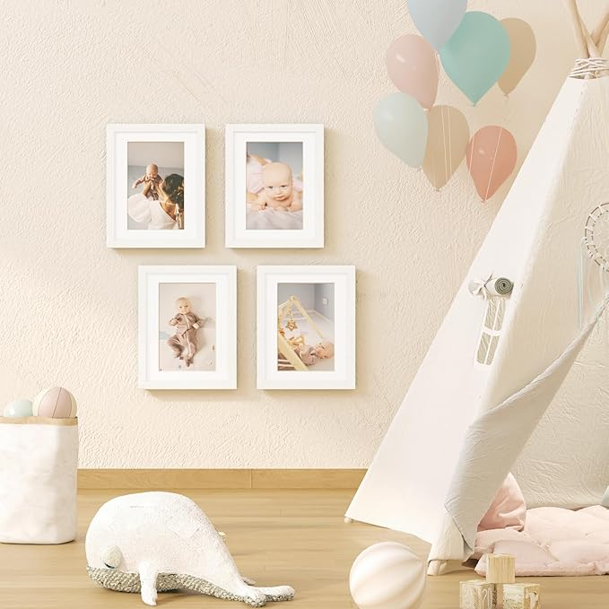 KINLINK 8.5x11 Kids Art Frames Set of 2, Solid Wood Kids Artwork Frames Changeable with Acrylic Front Opening Holds 150 Pictures, Art Frame for Kids Artwork with Mat or without Mat, White
