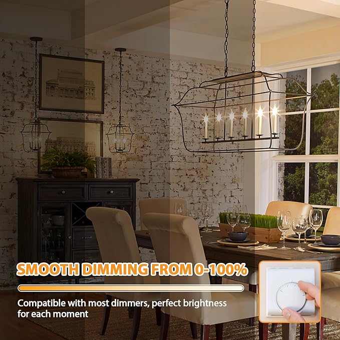 Dimmable E12 Candelabra LED Light Bulbs 40W Equivalent, 2700K Soft Warm White Chandelier Light Bulbs, 4W 460 LM Flame Tip Candle Light Bulbs, 12-Pack