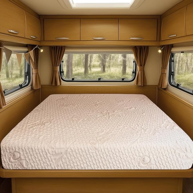 Foamma 4" x 24" x 72" Mattress for RV with Water Resistant Organic Cotton Cover, Firm High Density Foam, USA Made, CertiPUR-US Certified Foam
