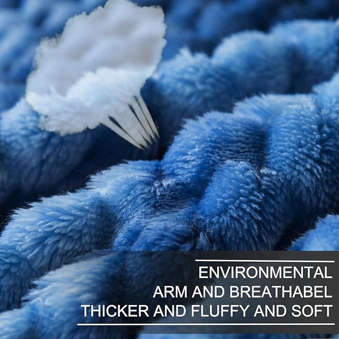 Richave Twin Size Blanket, Premium Lightweight Anti-Static 66x90 Inches 3D Clouds Stylish Jacquard Velvet Plush Bed Blanket for Twin XL Extra Long Bed, Tie-dye Stone Blue