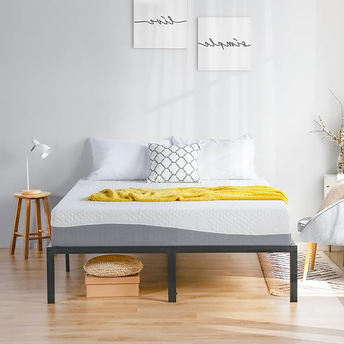 Olee Sleep Twin Mattress, 10 Inch Gel Memory Foam Mattress, Gel Infused for Comfort and Pressure Relief, CertiPUR-US Certified, Bed-in-a-Box, Medium Firm, Grey, Twin Size