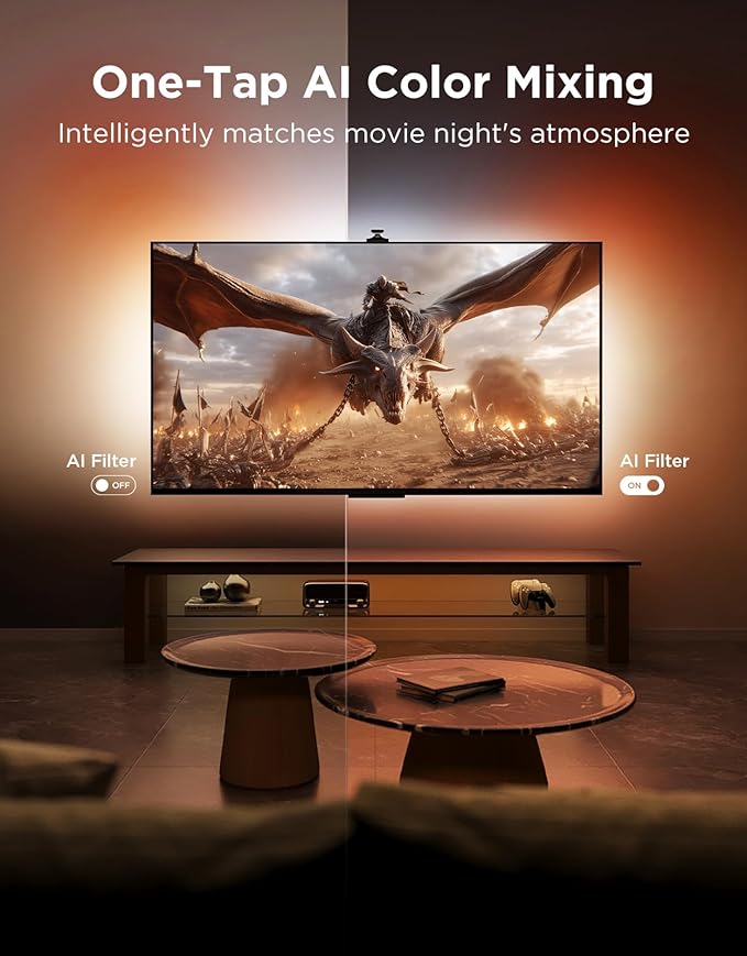 Govee TV Backlight 3 Pro with HDR Triple Camera, 16.4ft 5-in-1 RGBWWIC LED Strip Lights That Change with 75-85 Inch TVs, 75LEDs/m, Supports AI Filter, Smart App and Voice Control, DreamView Sync