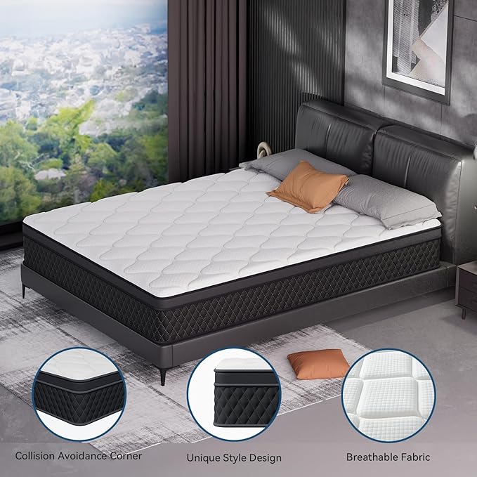 ELEMUSE Full Mattress, 10 Inch Hybrid Memory Foam Mattress in a Box, Pressure Relieving Comfort, Individual Pocket Springs for Motion Isolation, Medium Firm, CertiPUR-US Certified, Fiberglass Free