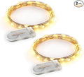 2 Sets 20 LEDs Warm White Color String Lights Silver Wire Indoor and Outdoor 6.5 Feet Firefly Starry Fairy Lights Battery Powered for DIY, Christmas, Holidays, Party, Bedroom and Centerpieces