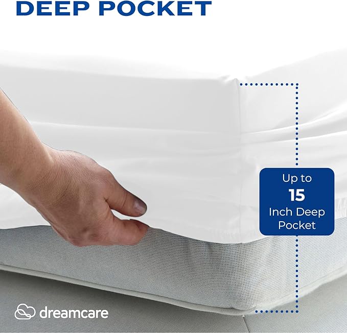 DREAMCARE California King Sheet Sets - Cooling Bed Sheets - 4pcs Set - up to 15" Deep Pocket Cal King Sheets - California King Sheets - Soft & Lasting 100% Brushed Polyester with Side Pocket - White