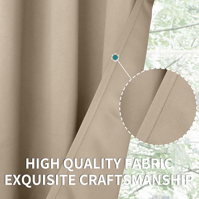 BGment Blackout Curtains - Grommet Thermal Insulated Room Darkening Bedroom and Living Room Curtains, Set of 2 Panels (52 x 95 Inch, Sand)