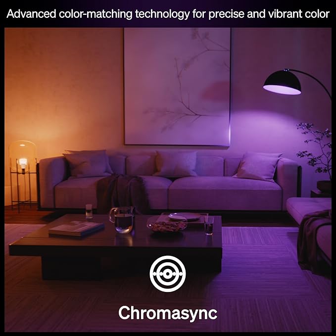 Philips Hue Smart LED A19 Bulb, White & Color Ambiance, E26 Base, 7.2W, Full Spectrum Light 1000K-20000K, 810 Lumens, Dimmable, Works with Alexa, Google,& Apple Home, 4pk