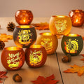 VIHOSE 6 Set Thanksgiving Votive Candle Holders with 6 LED Battery Operated Candles Fall Glass Tealight Holders Fall Table Decorations for Home Table Centerpiece Decor Gifts