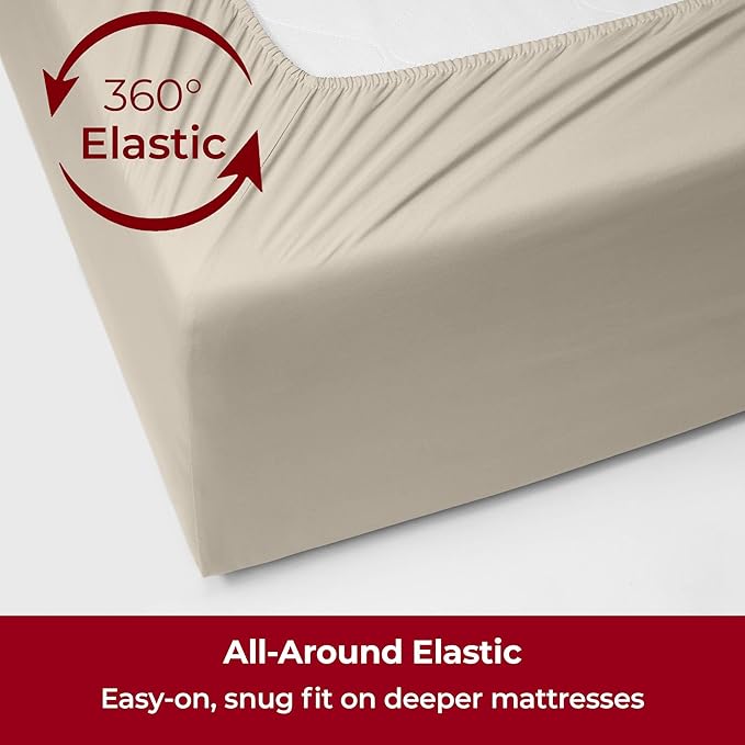 Mellanni Extra Deep Twin Sheets - 3 PC Iconic Collection Bedding - Hotel Luxury, Ultra Soft, Cooling Bed Sheets - Wrinkle, Fade, Stain Resistant (Twin, Golden Ivory)