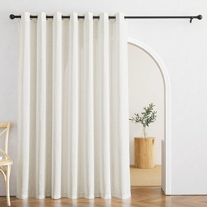 RYB HOME Curtains for Large Window Decor, Linen Textured Semi Sheer Privacy Drapes for Bedroom Living Room, Sheer Backdrop Canopy Bed Curtains, W 100 x L 84 inch, 1 Panel, Linen
