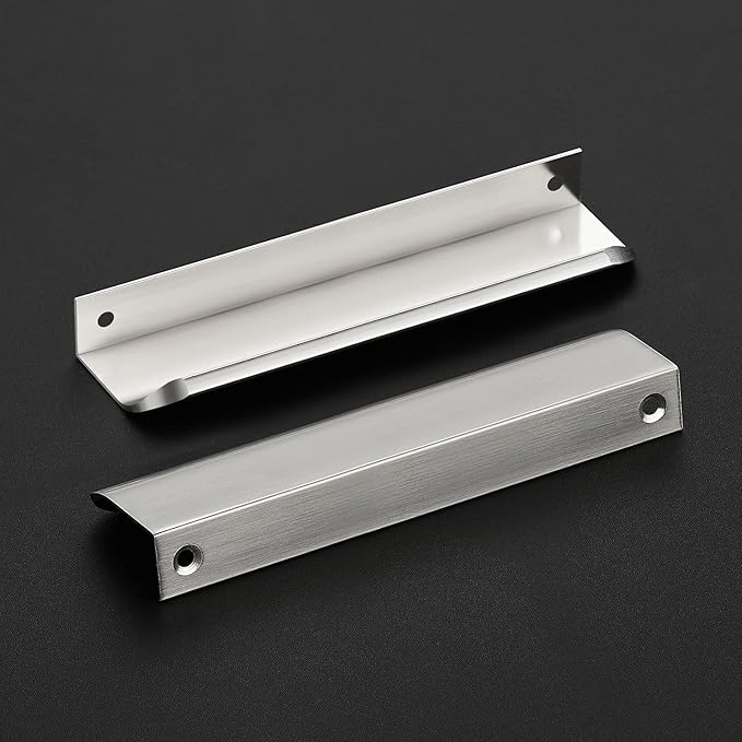 Ravinte Hardware 12 Pack Silver Cabinet Handles, 5.9 Inch (150mm) Finger Edge Pulls, 5 Inch Hole Center, Finger Pulls for Cabinets