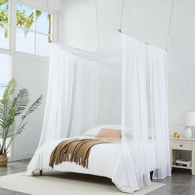 Warm Home Designs 24 Feet Long White Sheer Window Scarf. These XXL Length Valance Scarves 54 X 288 Inches in Size. Great as Bed Canopy or Wedding Arch Draping Fabric. AM White 288"