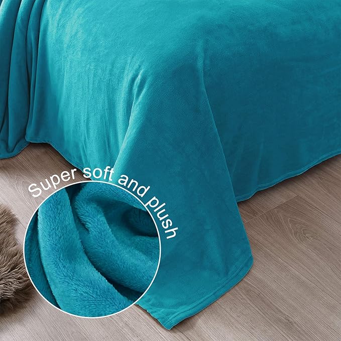 Exclusivo Mezcla Fleece Blanket King Size for Bed, Super Soft and Warm, All Season Use, Cozy, Plush, Lightweight, 90x104 Inches, Teal