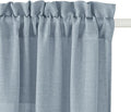 RYB HOME Flax Linen Blend Curtains for Closet Kitchen, Semi Translucent Privacy Protection Light Filtering Decorative Short Small Window Drapes for Bedroom, W 52 x L 36 inches, Dusty Blue, 2 Panels