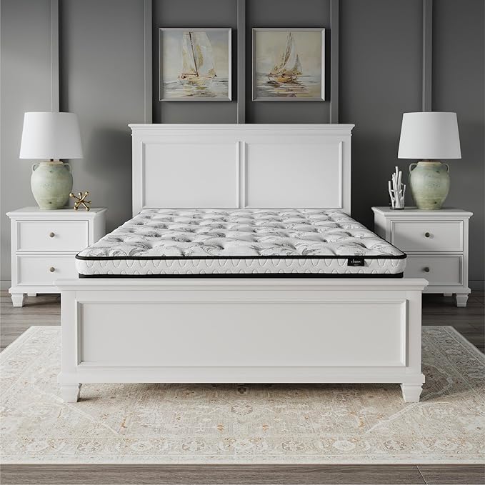 Signature Design by Ashley Queen Size Chime 8 Inch Medium Firm Innerspring Mattress with Pressure Relief Quilt Foam, Fiberglass Free, Mattress In A Box