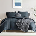 Monbix California King Size Comforter Set - 7 Pieces Bed in a Bag Cal King, Blue Grey Bedding Sets with Comforter, All Seasons Down Alternative Comforter Bed Set with Sheets, Pillowcases & Shams