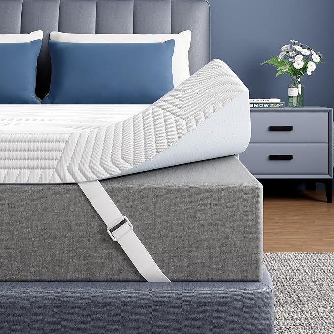 ELEMUSE 3 Inch Gel Memory Foam Mattress Topper Cal King Size Pressure-Relieving Mattress Topper for Back Pain,Non-Slip Design with Removable & Washable Cover, CertiPUR-US