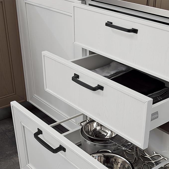 khtumeware 10 Pack 3 Inch Black Cabinet Pulls and Drawer Handles - Matte Black, Stylish Hardware for Cabinets and Cupboards