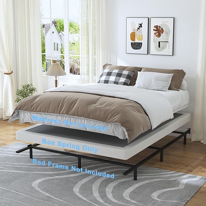 King Box Spring - 4 Inch High Profile Box Spring for King Bed, Sturdy Metal Frame Mattress Foundation, Easy Assembly, Quiet & Noise-Free