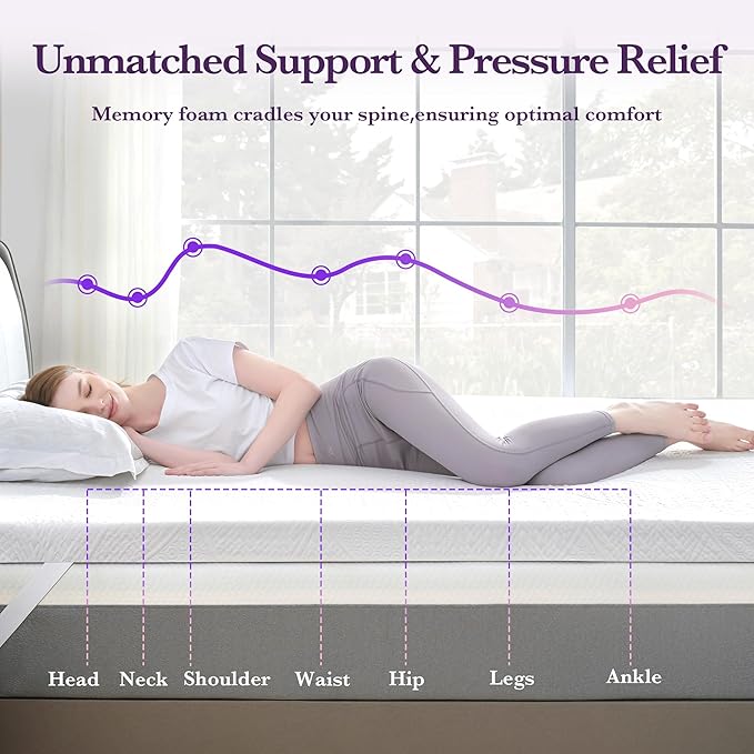 SINWEEK 3 Inch Gel Memory Foam Mattress Topper with Cooling Cover Ventilated Soft Mattress Pad, Bed Topper, CertiPUR-US Certified, King Size