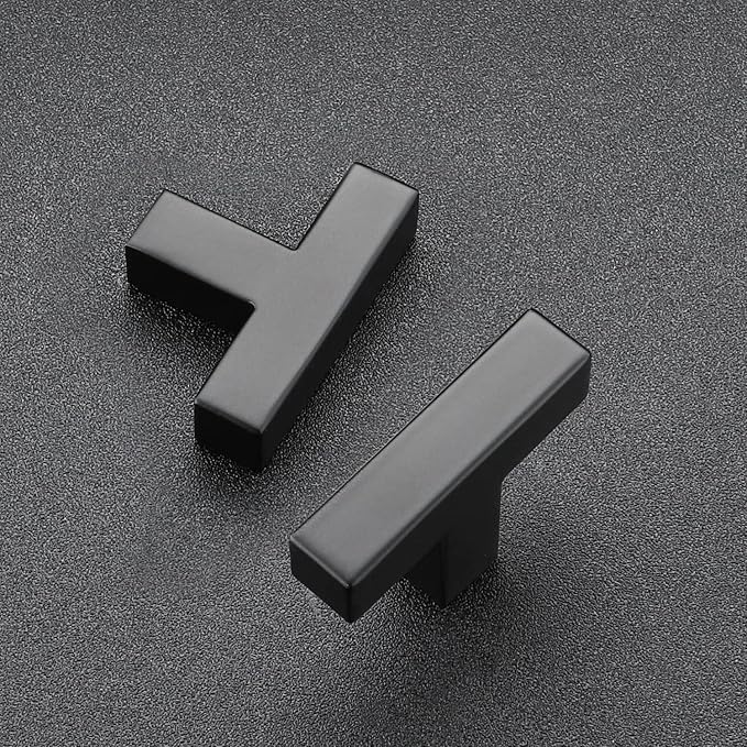 Ravinte 20 Pack Black Cabinet Pulls Single Hole Square Kitchen Cabinet Handles Matte Black Kitchen Hardware for Drawer Pulls Drawer Handles Come with Screwdriver