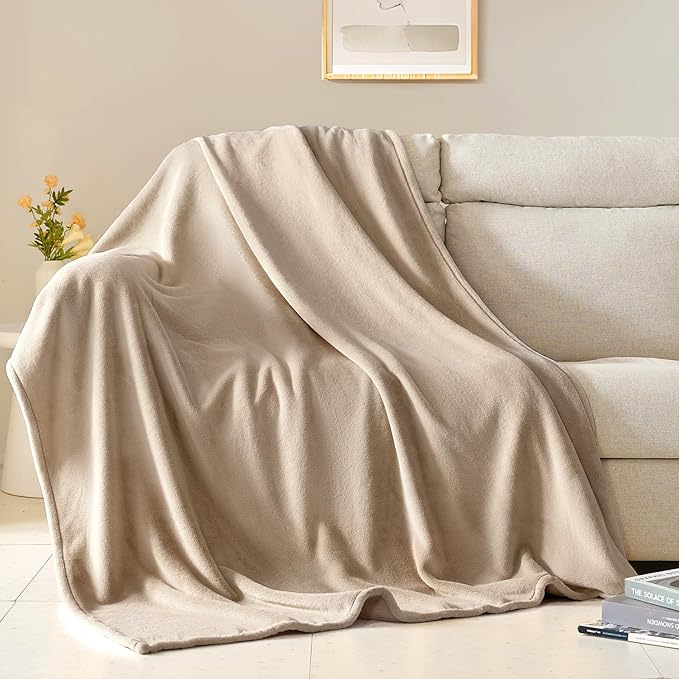 BEAUTEX Fleece Throw Blanket for Couch Sofa or Bed Throw Size, Soft Fuzzy Plush Blanket, Luxury Flannel Lap Blanket, Super Cozy and Comfy for All Seasons (Ivory, 50" x 60")