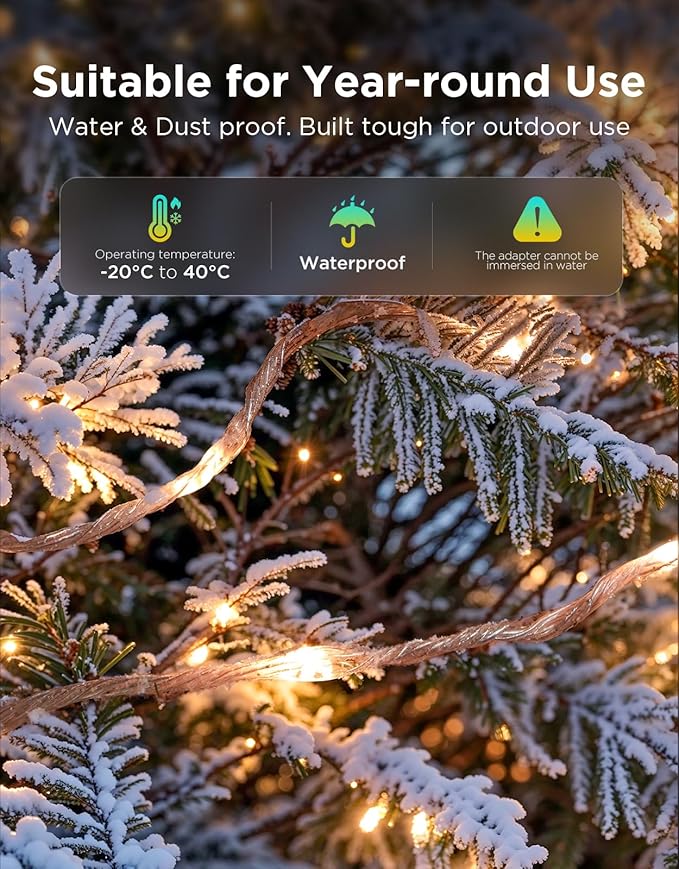 Govee Christmas Lights 2, RGBWIC 99FT 300LEDs Holiday String Lights with Shape Mapping Function, Smart LED Decoration for Indoor Outdoor Tree, 130+ Preset Scenes, Voice and APP Control, Clear Wire