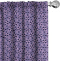 Ambesonne Geometric Curtains, Blossoming Flowers with Birth of Nature Season Theme Spring Summer, Window Treatments 2 Panel Set for Living Room Bedroom, Pair of - 28" x 95", Purple