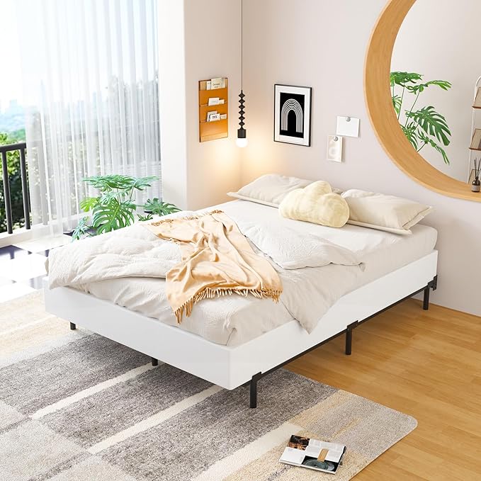EMODA King Box Spring 9 Inch Heavy Duty Bed Base Metal Mattress Foundation with Fabric Cover, 3000LBS Max Weight Capacity, Noise Free, Easy Assembly