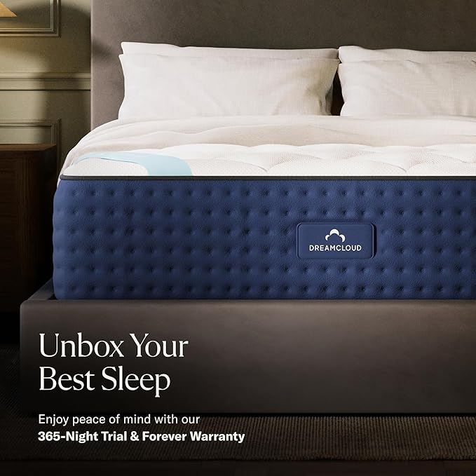 DreamCloud Premier 13" Queen Mattress - Luxury Hybrid Memory Foam - 365 Night Trial - Premium Pressure-Relieving Layers - Forever Warranty - Mattress in a Box - CertiPUR-US Certified
