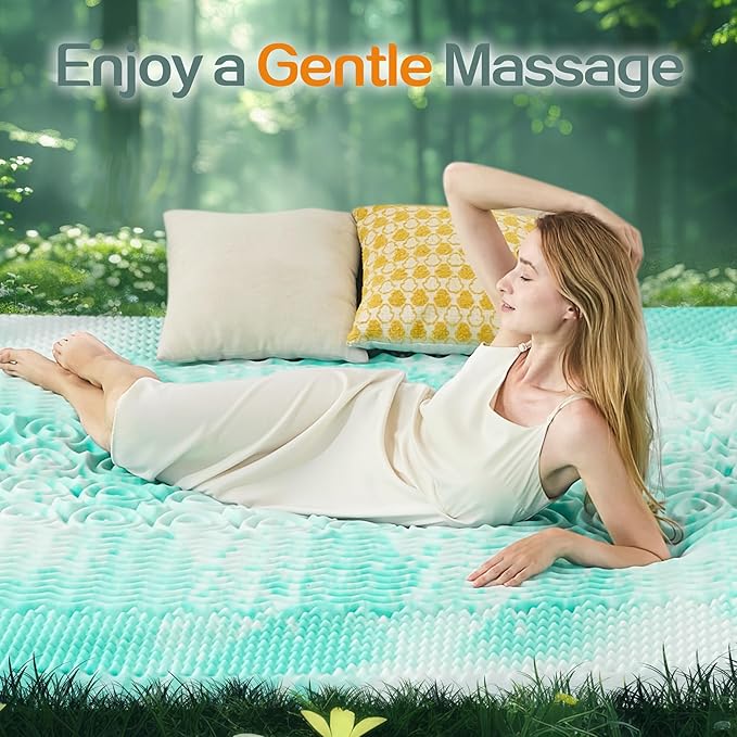 SINWEEK Mattress Topper Memory Foam Mattress Topper 2 Inch Queen Soft Mattress Pad for Pressure Relief, 5-Zone Design, CertiPUR-US Certified, Green