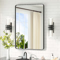 TETOTE Black Mirror for Bathroom 24 x 36 Matte Black Metal Framed Vanity Mirror, Tempered Glass, Modern Farmhouse Wall Mounted Mirrors for Decorative(Horizontal/Vertical)