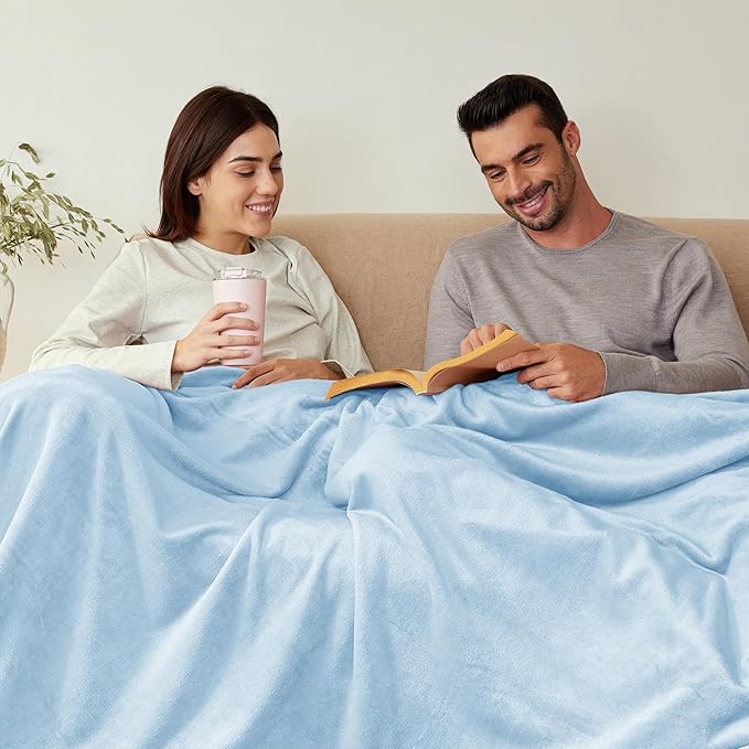 Exclusivo Mezcla Extra Large Fleece Throw Blanket for Couch, Sofa, 300GSM Super Soft and Warm Blankets, Ice Blue Throw All Season Use, Cozy, Plush, Lightweight, 50x70 Inches
