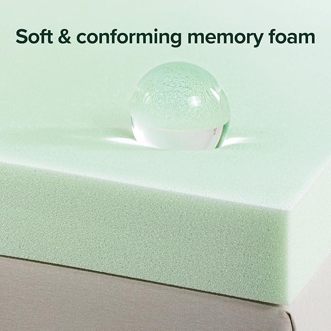 ZINUS 4 Inch Green Tea Memory Foam Mattress Topper, Smaller, More Convenient WonderBox Packaging, Pressure-Relieving Layers, CertiPUR-US Certified, Full