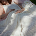 Bedsure Cooling Cotton Waffle Queen Size Blanket - Lightweight Breathable Summer Soft Blanket of Rayon Derived from Bamboo for Hot Sleepers, Luxury Throws for Bed, Couch and Sofa, Ivory, 90x90 Inches