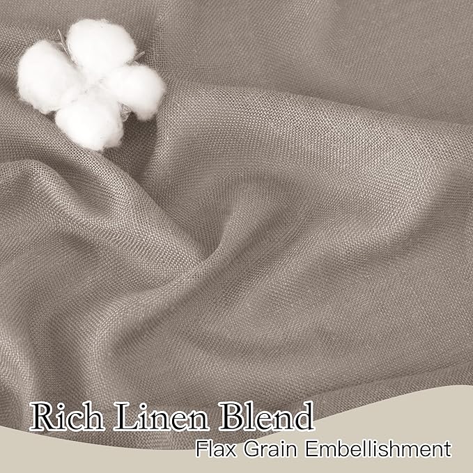 RYB HOME Extra Long Sheer Curtains - Linen Textured Privacy Semi Shears for Sliding Glass Door Hotel High Ceiling Window Living Room, Birch Brown, W 52 x L 108 inches Long, 1 Pair