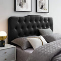Modway Annabel Tufted Button Faux Leather Upholstered Queen Headboard in Black