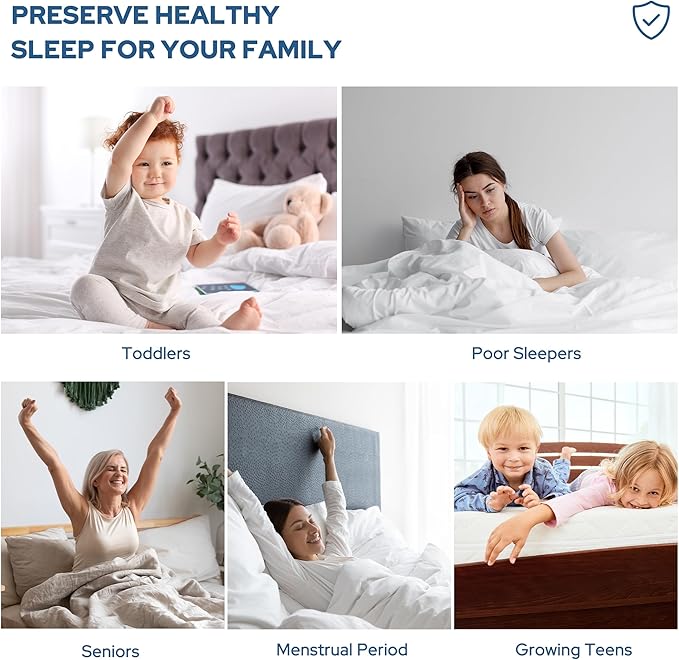 BEDLORE Waterproof Mattress Protector, Twin XL Size Noiseless Mattress Pad with Deep Pocket 6"-15" Depth, Soft Breathable Bed Mattress Cover Washable for Home, Bedroom, Hotel (Navy Blue)