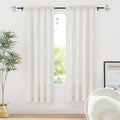 RYB HOME Semi Sheer Curtains, Extra 66 inches Widith Thick Linen Burlap Rod Pocket Machine Washable Privacy Assured for Living Room Bedroom, W 66 x L 84 inches, Linen, 2 Panels