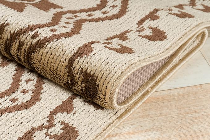 Custom Length Cut to Size Tribal Ethnic Southwestern Inspired Hallway Runner Rug, Non Slip Rubber Backed, 31 inch Wide X Customized Length, Aztec Beige, 31 inch X 3 feet, Doormat Size