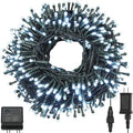 QUWIN White Christmas String Lights, 115Ft 300 LED UL Certified 8 Modes with End-to-End Plug, Indoor & Outdoor Fairy Light for Christmas Tree, Patio, Wedding, Party (115Ft Cool White)