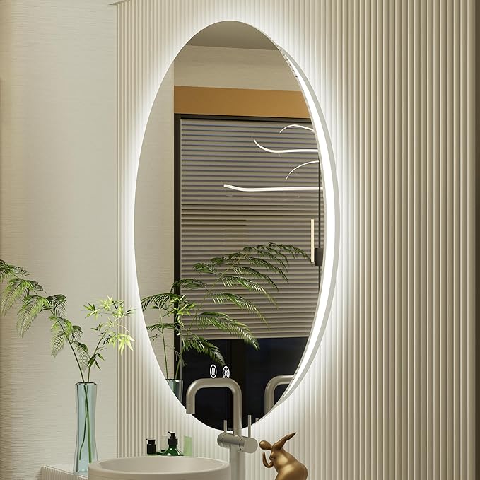 42" Round LED Bathroom Mirror, Backlit Vanity Larege Round Bathroom Mirror with Lights, LED Lighted, Dimmable, Anti-Fog, Touch, 3000K/4500K/6000K