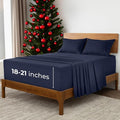 Mellanni Extra Deep Queen Sheets - 4 PC Iconic Collection Bedding - Hotel Luxury, Ultra Soft, Cooling Bed Sheets - Wrinkle, Fade, Stain Resistant (Queen, Navy Blue)