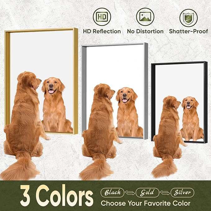 Suidia Bathroom Mirror, 30" x 30" Rectangular Wall Mirror, Metal Framed Wall Decor Wall-Mounted Mirrors for Bathroom, Bedroom, Living Room, Entryway, Black