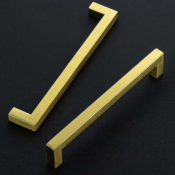 Ravinte 25 Pack 7-1/2 Inch Kitchen Square Cabinet Handles Brushed Brass Pulls Kitchen Cabinet Hardware Handles for Cupboard Drawer Pulls